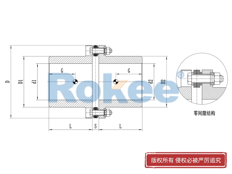 RLA標準單節金屬膜片聯軸器,連桿式膜片式聯軸器加工廠家,Rokee