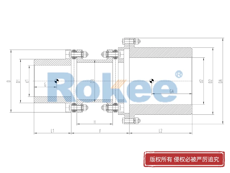 RLAF大小軸裝金屬膜片聯軸器,連桿式膜片式聯軸器加工廠家,Rokee