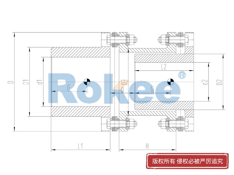 RLAR單軸套反裝金屬膜片聯軸器,連桿式膜片式聯軸器加工廠家,Rokee