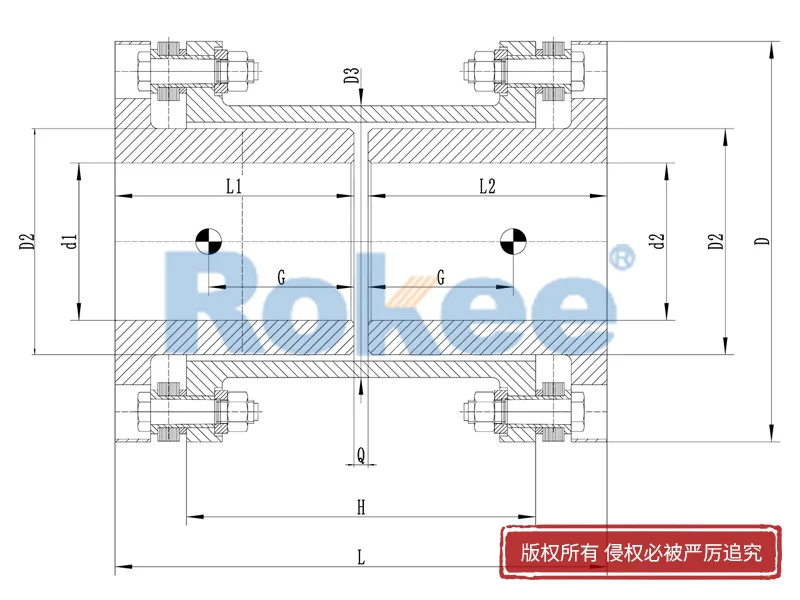 RLARD雙軸套反裝金屬膜片聯軸器,連桿式膜片式聯軸器加工廠家,Rokee