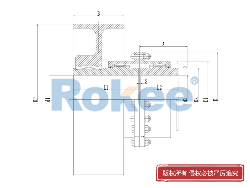 RODU制動輪型鼓形齒式聯軸器,軋機齒式聯軸器定制廠家,Rokee