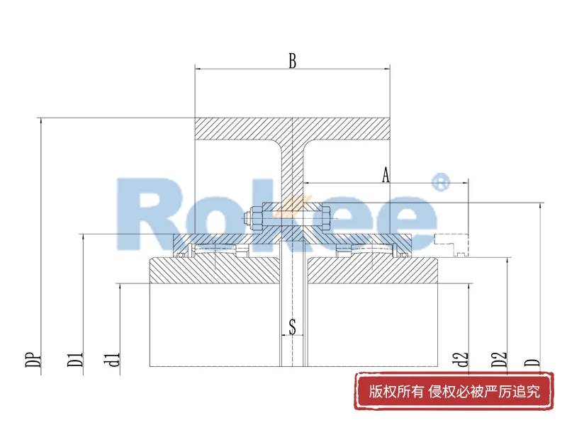 RODW制動輪型鼓形齒式聯軸器,軋機齒式聯軸器定制廠家,Rokee
